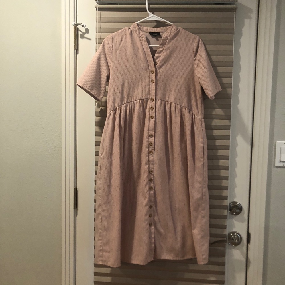 Roolee Pink Striped Dress Midi Size S